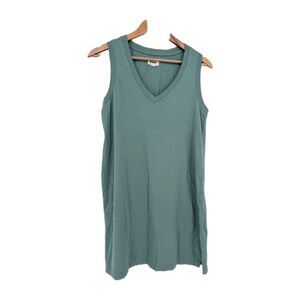Pact tank dress v-neck organic cotton sage green women's sleeveless medium